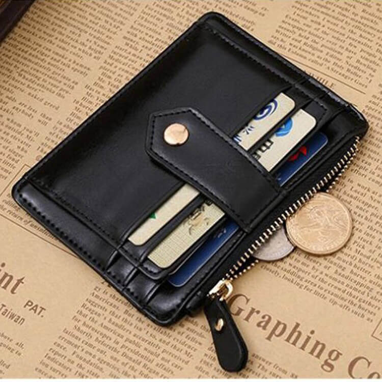 Genuine Leather Wallets For Men Credit Card Holder Coin Purse Zipper Pocket  Bag