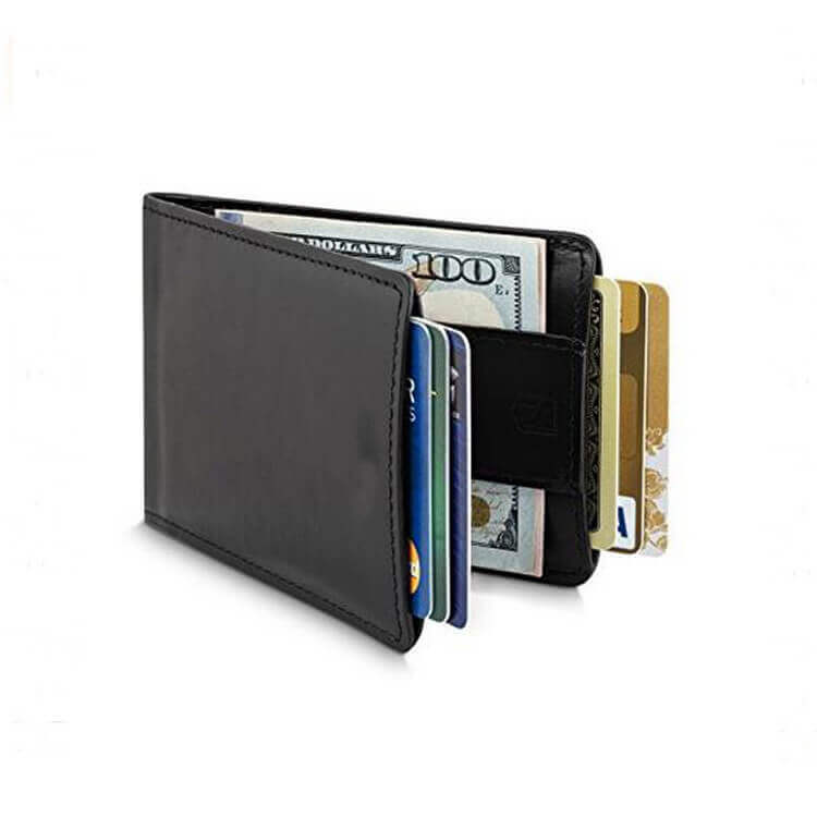 ebrain slim card wallet 6 - Upper Leather Zipper Pocket Slim Card Wallet